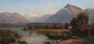Ansicht Des Thunersees Mit Niesen by Ernst Hodel the Elder