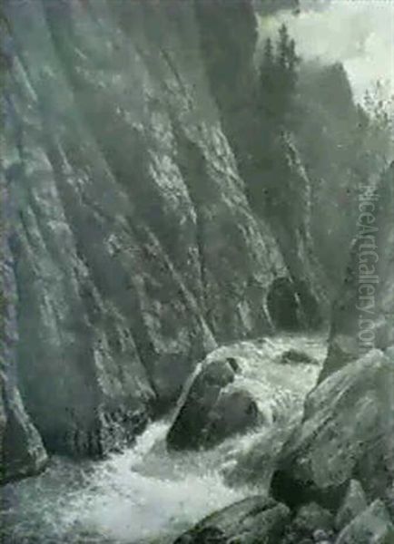 Wildbach In Einer Felsschlucht - view 1