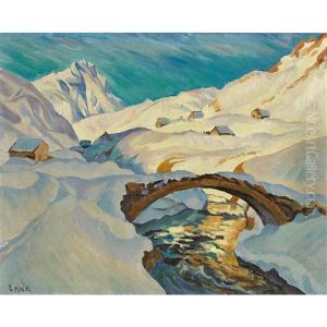 Winterliche Berglandschaft Mit Tendlenbrucke Bei Zumdorf by Ernst Hodel the Younger