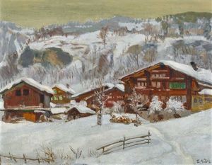 Brienzwiler Hauser Im Winter by Ernst Hodel the Younger