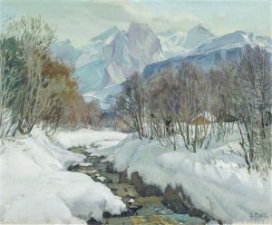 Hohfluh Hasliberg Im Winter by Ernst Hodel the Younger