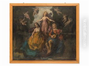 Three Graces With Putti by Ernst Hodel the Younger