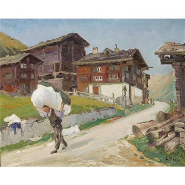 Bergdorf Mit Beladenem Bauer - view 1