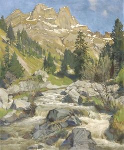 Gebirgslandschaft Mit Bach by Ernst Hodel the Younger