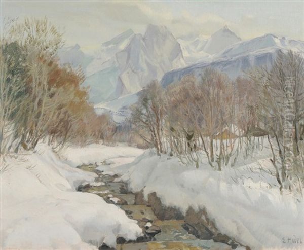 Winterlandschaft Mit Bach - view 1