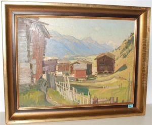 Sommerliche Landschaft Im Wallis by Ernst Hodel the Younger