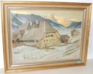 Berner Bauerngehoft Im Winter by Ernst Hodel the Younger