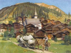Grimentz Im Val D'anniviers by Ernst Hodel the Younger