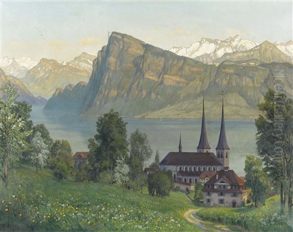 Blick Vom Wesemlin Auf Die Hofkirche Und Den Burgenstock - view 1