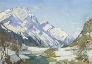 Verschneite Engadiner Landschaft by Ernst Hodel the Younger