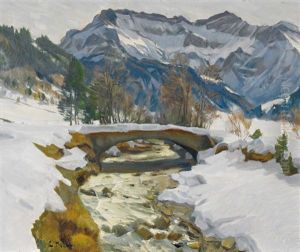 Winterlicher Gebirgsbach