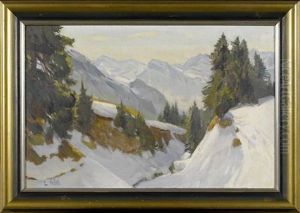 Winterliche Gebirgslandschaft Bei Luzern by Ernst Hodel the Younger