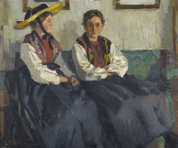 Zwei Sitzende Trachtenfrauen - view 1
