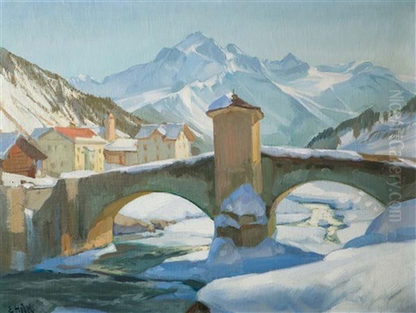 Savognin Mit Punt Crap Und Piz D'err Im Winter - view 1