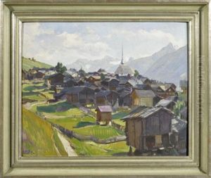 Ansicht Auf Das Dorf Munster Im Wallis
