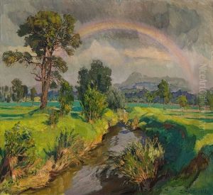 Landscape In Waldibrucke, Seetal by Ernst Hodel the Younger