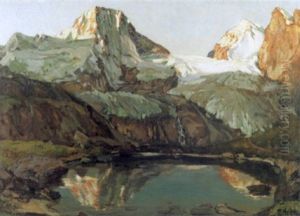 Der Oberhornsee Im Lauterbrunnental by Ernst Hodel the Younger