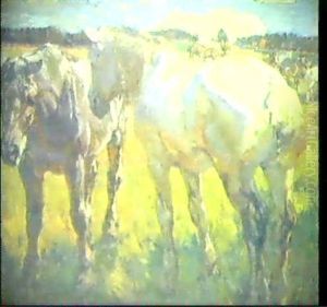 Pferde Auf Der Weide by Ernst Hodel the Younger