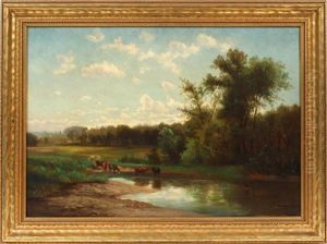 Cattle Watering by Sylvester Phelps Hodgdon