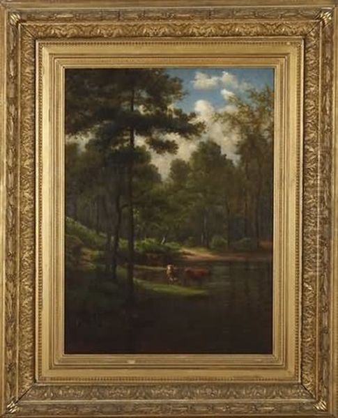 Pastoral Landscape With Cattle At Water's Edge - view 1