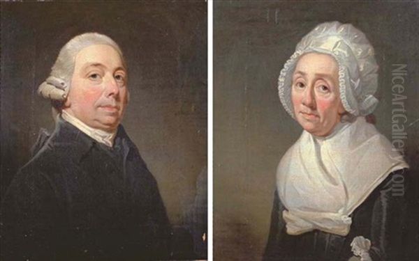 Portrait Of Pieter Ter Borch In A Dark Coat, A White Chemise, Wearing A Wig (+ Portrait Of Anna Helena De Famars In A Black Dress, A White Collar, And A White Headdress; Pair) - view 1