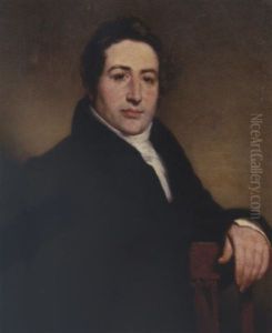 Portrait Of Thomas Jackson In A Black Costume With A White Jabot, His Left Arm Resting On The Back Of His Chair