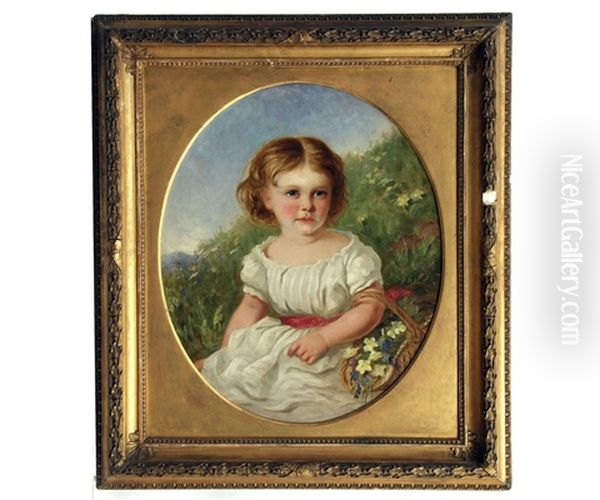 Portrait Of A Young Girl With A Basket Of Primroses - view 1