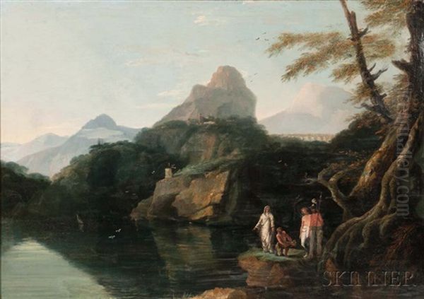 Italianate Landscape With Mountains, River, Ruins, And Foreground Allegori - view 1