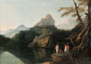 Italianate Landscape With Mountains, River, Ruins, And Foreground Allegori by William Hodges