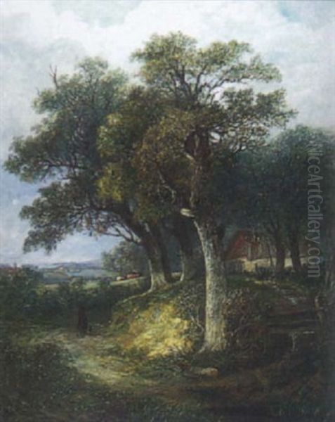 Man And His Dog On A Path Near Colney, Norwich - view 1