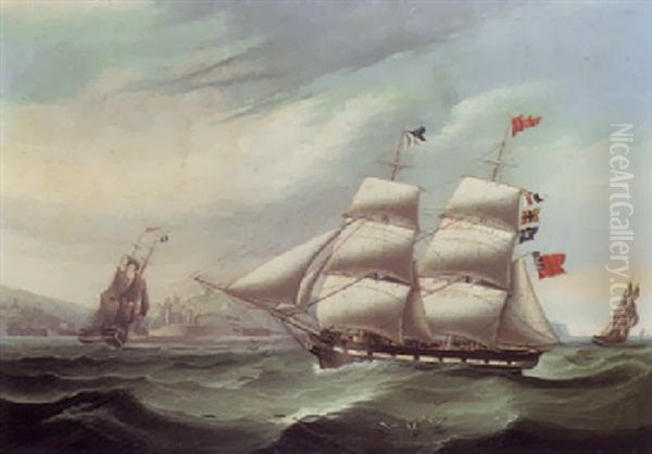 The Brig British Queen Off The Coast At Whitehaven - view 1