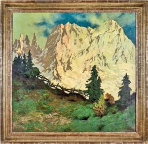Der Rosengarten Mit Vajoletturmen by Hugo Hodiener (Hodina)