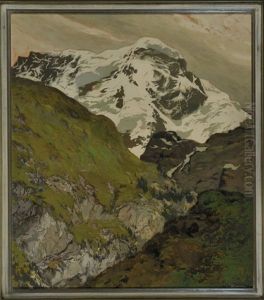 Walliser Alpen Mit Blick Auf Das Breithorn by Hugo Hodiener (Hodina)