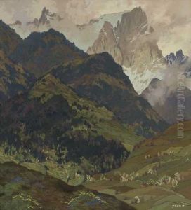 Gebirgslandschaft by Hugo Hodiener (Hodina)