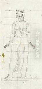 Doppelseitige Studie Zu ''blick Ins Unendliche" by Ferdinand Hodler