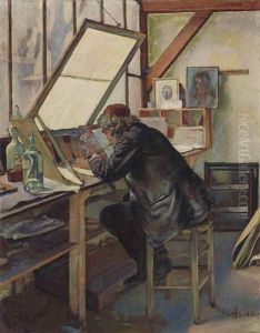 Der Graveur (marcellin Desboutin) by Ferdinand Hodler