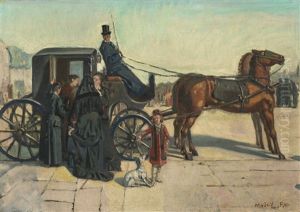 Zweispanner Kutsche Auf Platz In Madrid