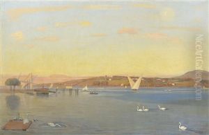 Ein Schoner Abend Am Genfersee by Ferdinand Hodler