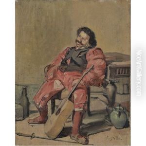 Sitzender Mann Mit Gitarre (sitting Man With Guitar) by Ferdinand Hodler
