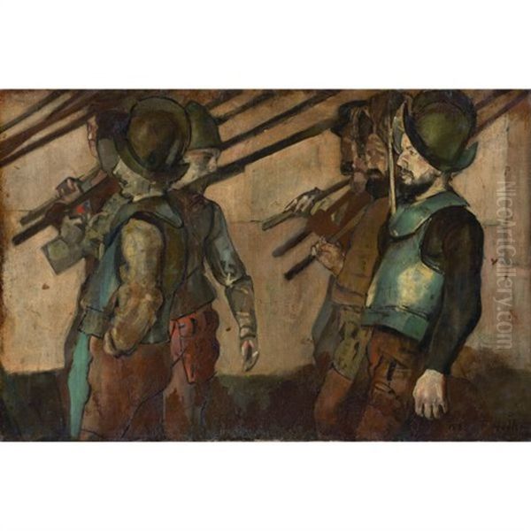 Deux Rangs De Soldats Du Cortege De L'escalade, 1886 (two Rows Of Soldiers Of The Procession For The Escalade, 1886) - view 1