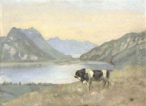 Thuner- Und Brienzersee Mit Freiburgstier (lake Thun And Brienz With Freiburg Simmental Bull) by Ferdinand Hodler