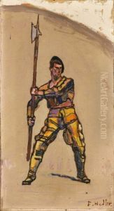 Krieger Mit Hellebarde (rechte Figur Zum Mittelfeld Des Ruckzug Von Marignano) (warrior With Halberd - Figure At Right Near Centre Of Retreat From Marignano)