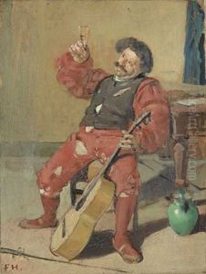 Trinkender Landsknecht Mit Gitarre Trinkender Landsknecht Mit Gitarre