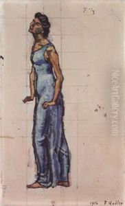 Blick In Die Unendlichtkeit, Zur Ersten Figur Links by Ferdinand Hodler