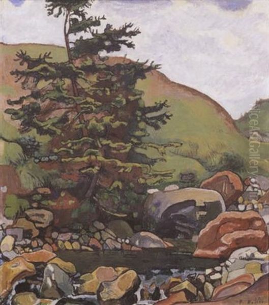 Bach Mit Baum Und Felsen - view 1