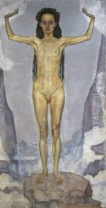 Le Jour - Version A Une Figure by Ferdinand Hodler