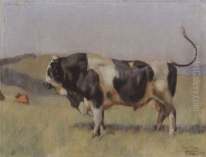 Le Taureau - Fleckstier Auf Der Weide by Ferdinand Hodler