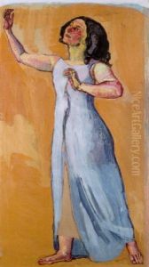 Giulia Leonardi In Ganzer Figur by Ferdinand Hodler