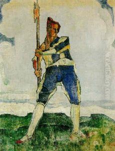Krieger Mit Hellebarde by Ferdinand Hodler