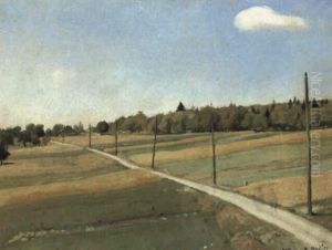 Feldweg Mit Telegraphmasten